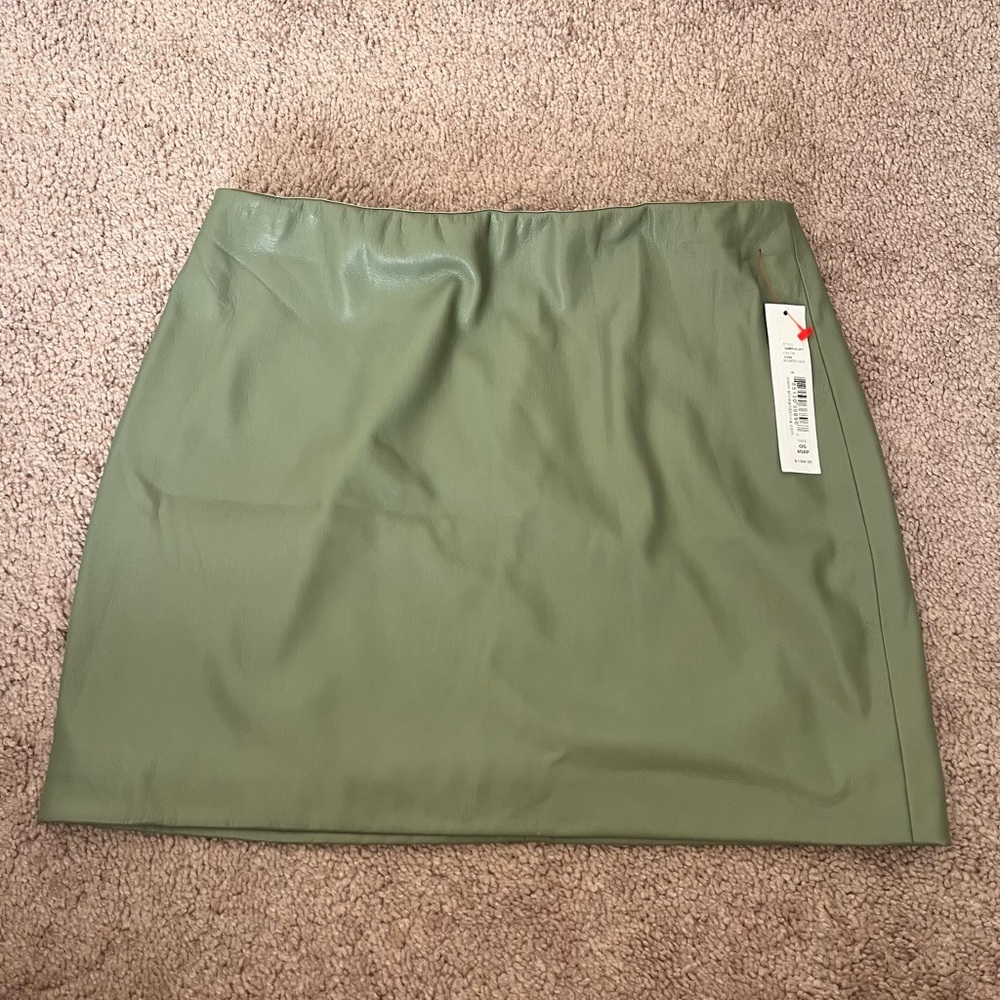 Alice + Olivia Sage Green Faux Leather Skirt OS NWT